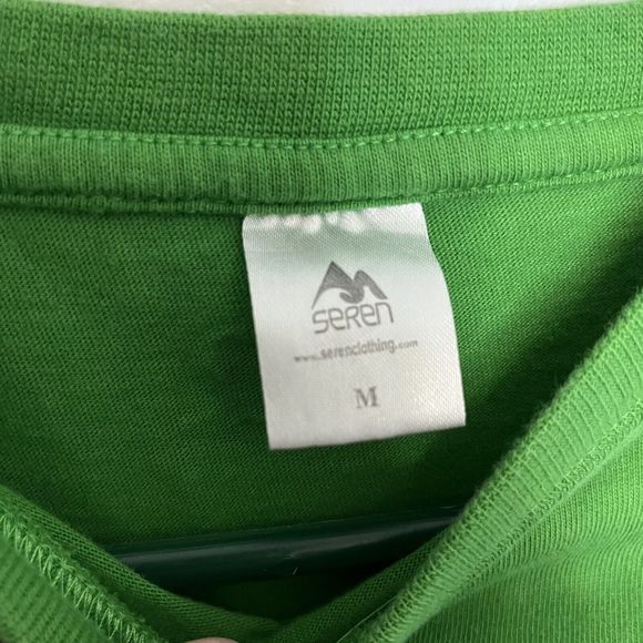 Seren Spread The Aloha Mens Medium Green T-Shirt Hang Loose Short Sleeve VGCond - Picture 4 of 7